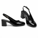 ELVYN Poise Collection | Elegant Patent Black Slingback Block Heels