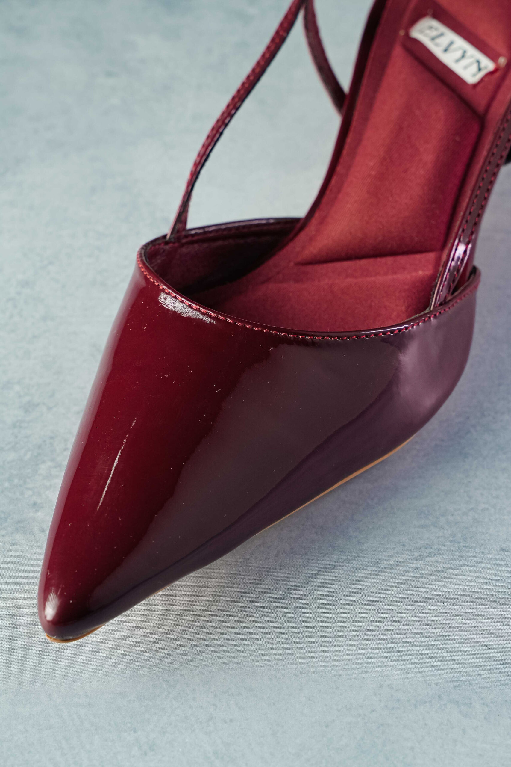 ELVYN ALLURE Collection Wine Women's Pointed Toe Slingback Flats, Patent Leather, Kitten Heel - Image 3