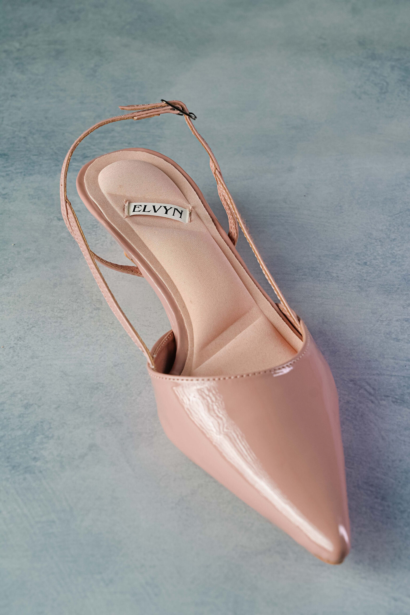 ELVYN ALLURE Collection Blush Pink Women's Pointed Toe Slingback Flats, Patent Leather, Kitten Heel - Image 5