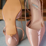 ELVYN ALLURE Collection Blush Pink Women's Pointed Toe Slingback Flats, Patent Leather, Kitten Heel