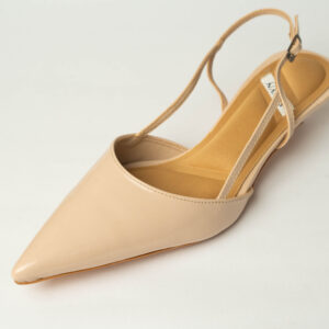 ELVYN ALLURE Collection Cream Women's Pointed Toe Slingback Flats, Patent Leather, Kitten Heel