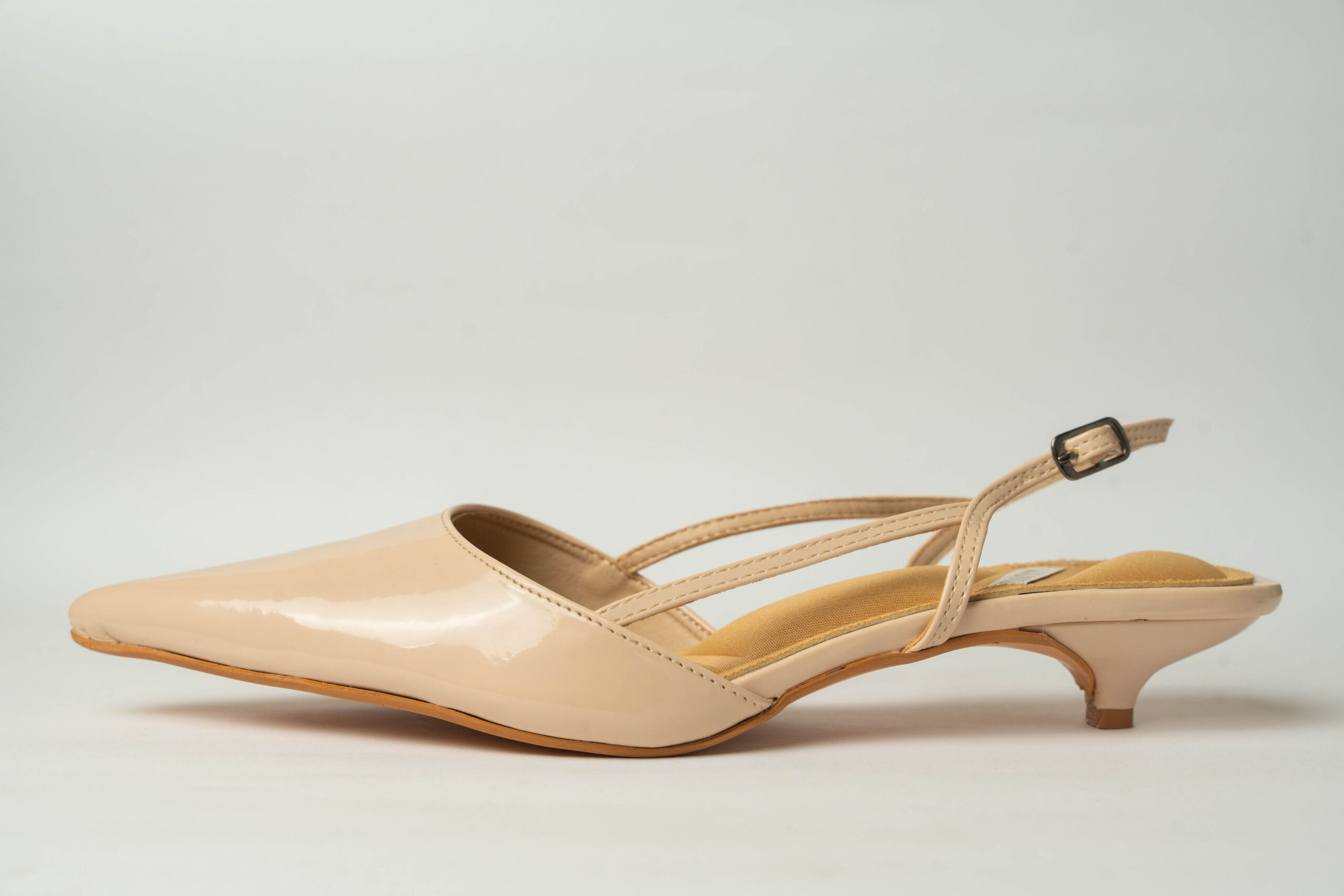 ELVYN ALLURE Collection Cream Women's Pointed Toe Slingback Flats, Patent Leather, Kitten Heel - Image 2