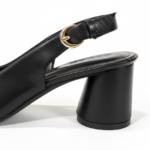 ELVYN Selene Noir Collection Black Women's Pointed-Toe Slingback Block Heels
