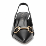 ELVYN Selene Noir Collection Black Women's Pointed-Toe Slingback Block Heels