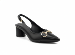 ELVYN Selene Noir Collection Black Women's Pointed-Toe Slingback Block Heels