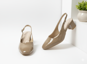 ELVYN Poise Collection | Elegant Patent Cappuccino Slingback Block Heels