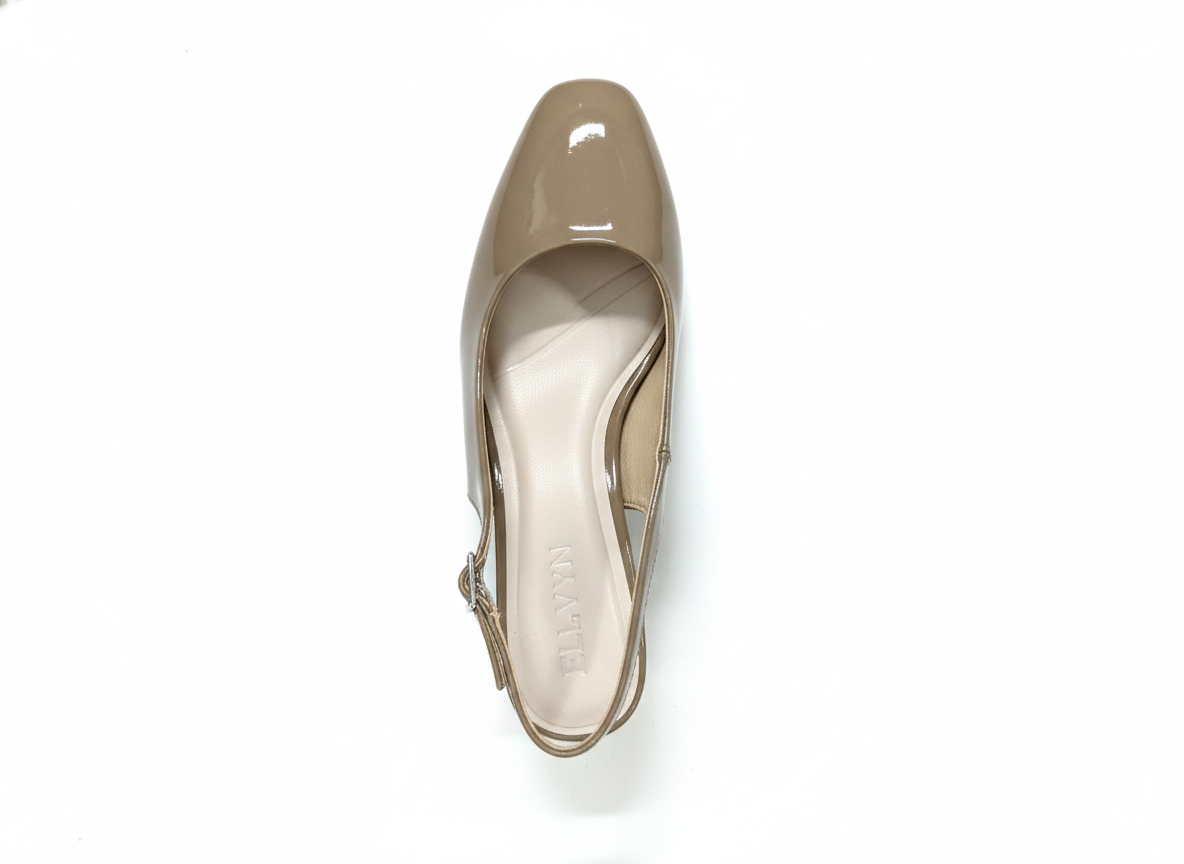 ELVYN Poise Collection | Elegant Patent Cappuccino Slingback Block Heels - Image 10
