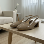 ELVYN Poise Collection | Elegant Patent Cappuccino Slingback Block Heels