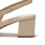ELVYN Poise Collection | Elegant Patent Cream Slingback Block Heels
