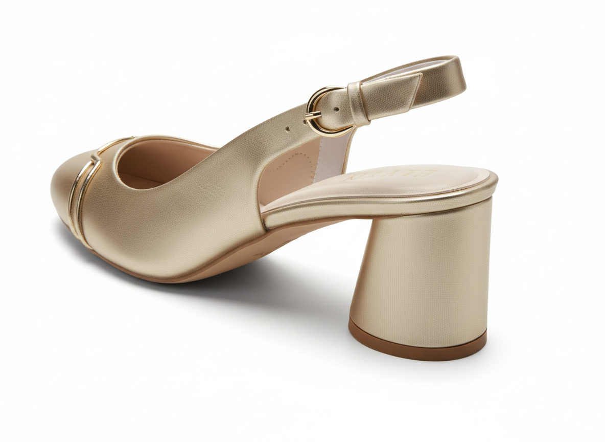 ELVYN Selene Collection Gold Women's Pointed-Toe Slingback Block Heels - Image 5