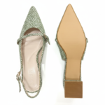 ELVYN Luxe Collection | Elegant Textured Sage Green Slingback Heels