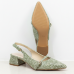 ELVYN Luxe Collection | Elegant Textured Sage Green Slingback Heels