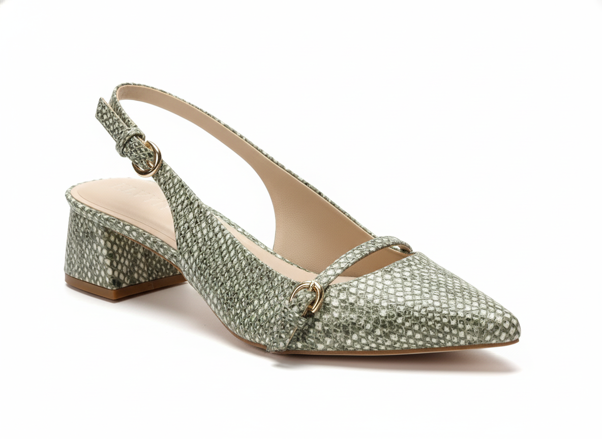 ELVYN Luxe Collection | Elegant Textured Sage Green Slingback Heels - Image 9
