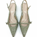 ELVYN Luxe Collection | Elegant Textured Sage Green Slingback Heels