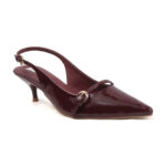 ELVYN ZENIA Collection | Elegant Side-Buckle Wine Slingback Heels