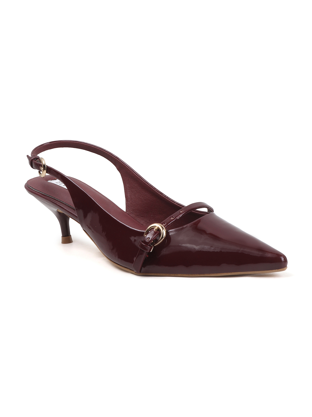 ELVYN ZENIA Collection | Elegant Side-Buckle Wine Slingback Heels - Image 4