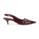 ELVYN ZENIA Collection | Elegant Side-Buckle Wine Slingback Heels