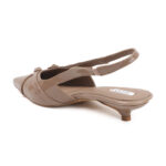 ELVYN Kriss Collection| Elegant Patent Pointed-Toe Latte Slingback Kitten Heels
