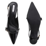 ELVYN ZENIA Collection | Elegant Side-Buckle Black Slingback Heels