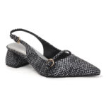 ELVYN Luxe Collection | Elegant Textured Black Slingback Heels