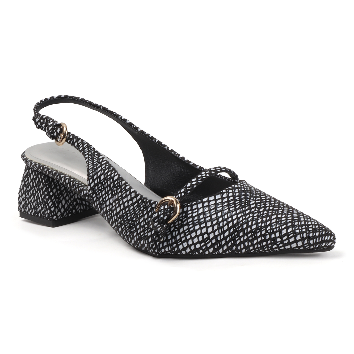 ELVYN Luxe Collection | Elegant Textured Black Slingback Heels - Image 4