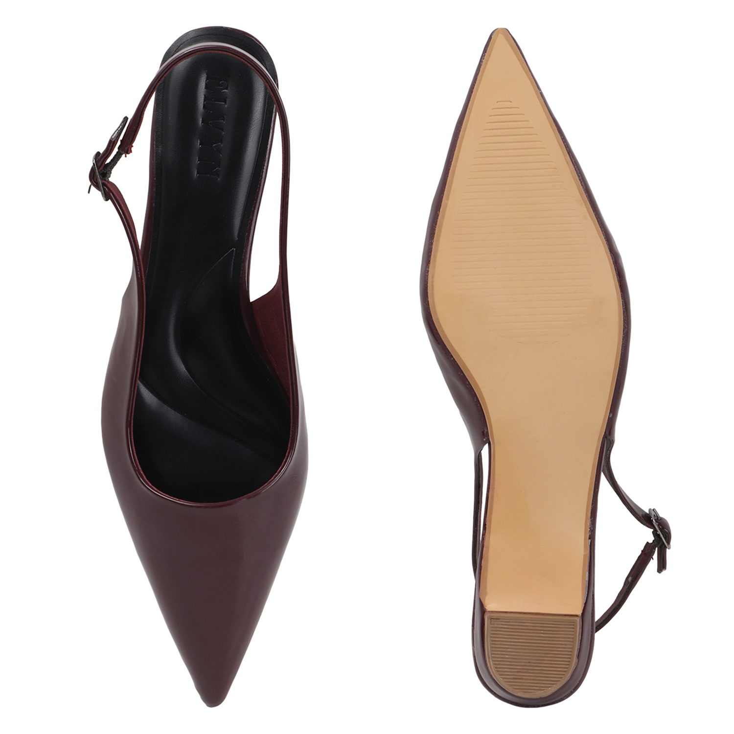 ELVYN Jane Collection | Classic Wine Patent Pointed-Toe Slingback Flats - Image 4
