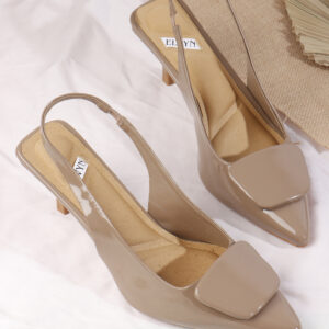 ELVYN VELLOURA Collection | Comfortable Cappuccino  Pointed-Toe Slingback Stilettos