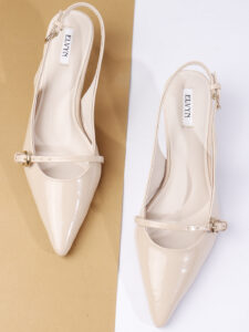ELVYN ZENIA Collection | Elegant Cream Side-Buckle Slingback Heels