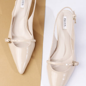 ELVYN ZENIA Collection | Elegant Cream Side-Buckle Slingback Heels