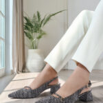 ELVYN Luxe Collection | Elegant Textured Black Slingback Heels
