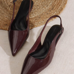 ELVYN Jane Collection | Classic Wine Patent Pointed-Toe Slingback Flats