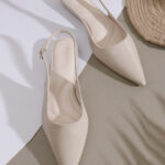 ELVYN Jane Collection | Classic Cream Patent Pointed-Toe Slingback Flats