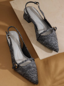 ELVYN Luxe Collection | Elegant Textured Black Slingback Heels