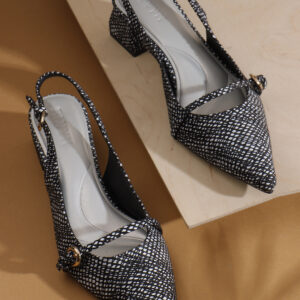 ELVYN Luxe Collection | Elegant Textured Black Slingback Heels