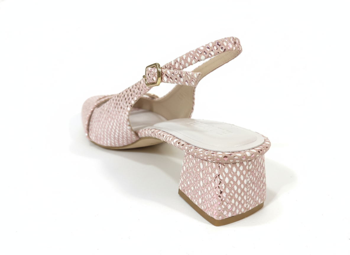 ELVYN Luxe Collection | Elegant Textured Pink Slingback Heels - Image 3