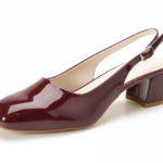 ELVYN Poise Collection | Elegant Patent Wine Slingback Block Heels