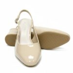 ELVYN Women's Pointed Toe Slingback Block Heels – Beige
