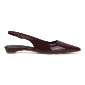 ELVYN Burgundy Pointed-Toe Slingback Kitten Heels