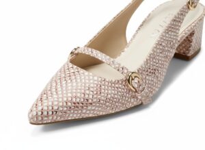 ELVYN Snake-Print Block Heel Slingbacks