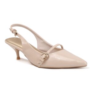 ELVYN Zenia Pointed-Toe Slingback Kitten Heels