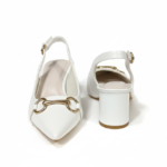 ELVYN Selene Noir Collection White Women's Pointed-Toe Slingback Block Heels