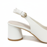 ELVYN Selene Noir Collection White Women's Pointed-Toe Slingback Block Heels