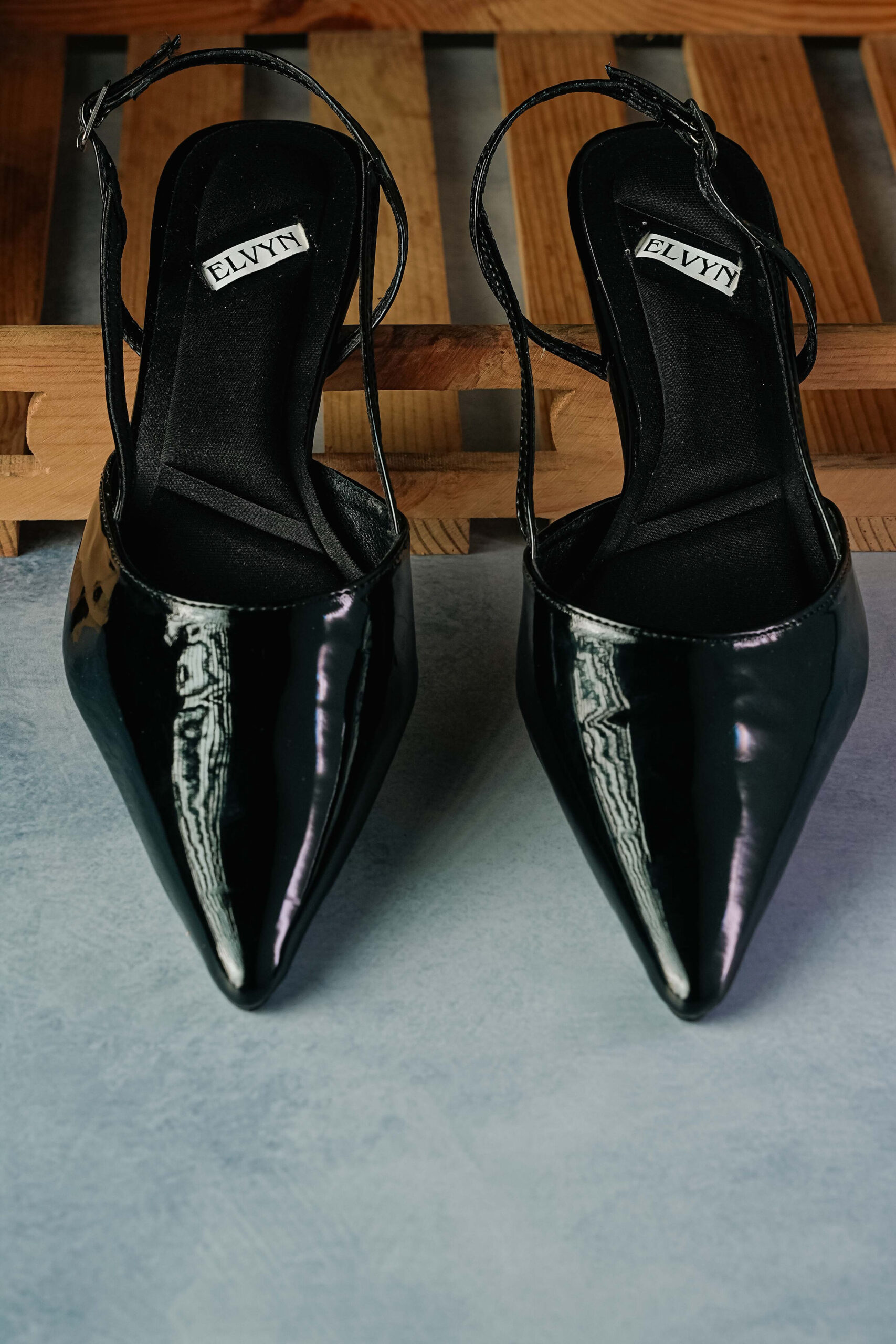 ELVYN ALLURE COLLECTION Black Women's Pointed Toe Slingback Flats, Patent Leather, Kitten Heel - Image 5