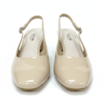 ELVYN Poise Collection | Elegant Patent Cream Slingback Block Heels