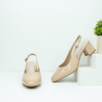 ELVYN Poise Collection | Elegant Patent Cream Slingback Block Heels