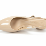 ELVYN Poise Collection | Elegant Patent Cream Slingback Block Heels