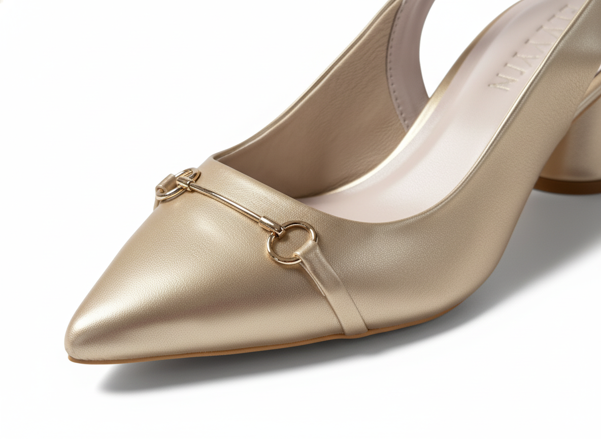 ELVYN Selene Collection Gold Women's Pointed-Toe Slingback Block Heels - Image 6