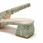 ELVYN Luxe Collection | Elegant Textured Sage Green Slingback Heels