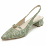 ELVYN Luxe Collection | Elegant Textured Sage Green Slingback Heels