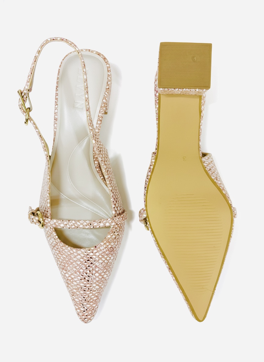 ELVYN Luxe Collection | Elegant Textured Pink Slingback Heels - Image 5